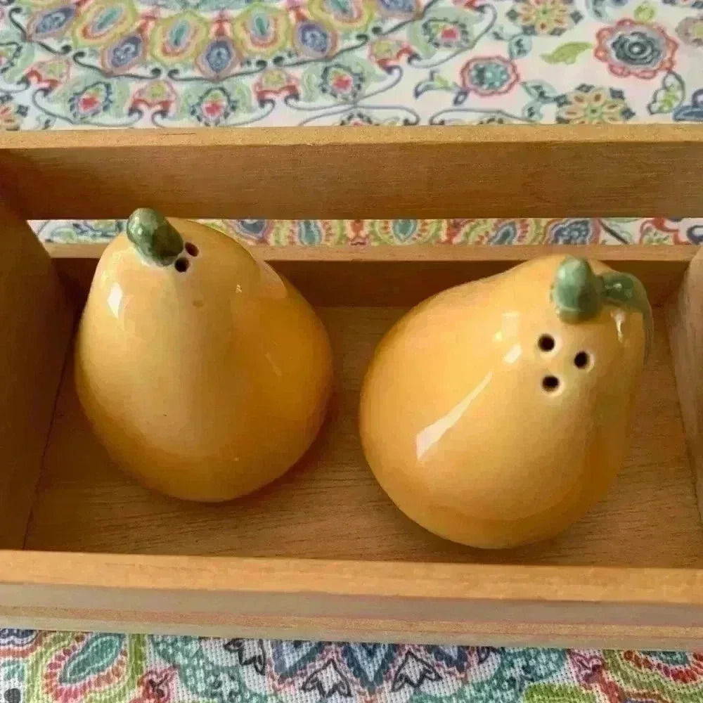 Pear shaped salt and pepper shakers